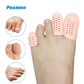 Pexmen 2/4/10Pcs дишаща Toe протектор Toe Cover ръкави с дупки осигурява облекчение от липсващи или врастнали нокти на краката