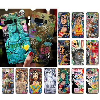 Pop Street графити изкуство Мона Лиза Дейвид телефон случай за Google Pixel 8 7 Pro 7A 7 6A 6 Pro 5A 4A 3A пиксел 4 XL 5 6 4 3 3A XL