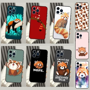 Red Panda сладък животински калъф за iPhone 15 14 Pro Max 11 Pro Max 12 13 Mini X XR XS Max SE 2020 7 8 Plus капак на телефона