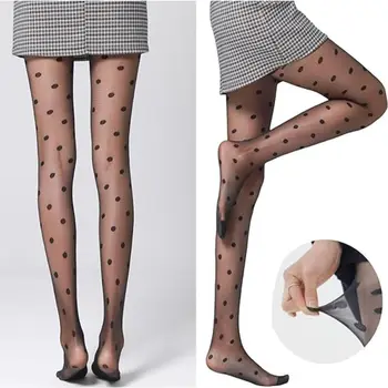 Sheer Pantyhose Fashion Polka Dots Дишащи тънки чорапогащи с висока талия еластични копринени чорапи жени