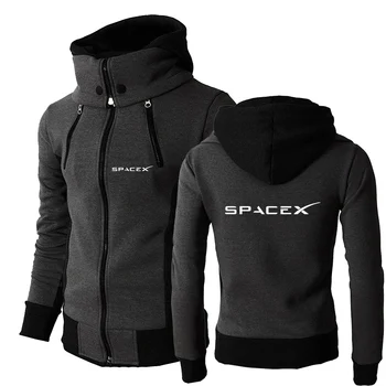 SpaceX Space X Logo 2023 мъжки есен и зима ново печатно палто топло и ветроупорно двойно цип качулка дизайн поло палто