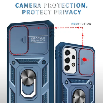 TPU + PC хибридна защитна броня за Samsung Galaxy A53 A 53 5G SM-A536E SM-A536V плъзгаща се камера Защитен капак на стойката