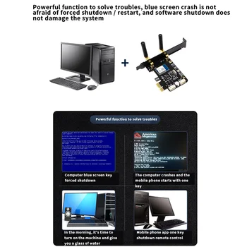 Tuya Wifi Превключвател за нулиране на захранването на компютъра PCIe карта за компютър Destop Computer, APP дистанционно управление, поддръжка на Google Home, MINI карта