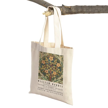 William Morriso Дамски пазарски чанти двоен печат случайни реколта цвете Boh купувач чанта дама платно мъкна за многократна употреба пътуване чанта