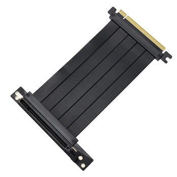X16 удължителен кабел черен X16 удължителен кабел Pcie 4.0 300Mm 90° PCIE конектор удължителен кабел, съвместим с PCIE 3.0 системи