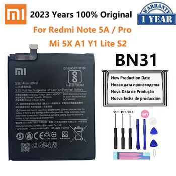 Xiao Mi оригинална батерия за телефон BN31 за Xiaomi Mi 5X Mi5X Redmi Note 5A / Pro Mi A1 Redmi Y1 Lite S2 3000mAh батерии + инструменти