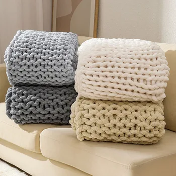Буци мериносова вълна одеяло сгъсти прежда плетени одеяла за легло диван зимата топло хвърлят одеяла шенилна ръчно тъкани одеяло