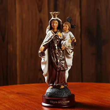 Дева Мария Религиозни орнаменти Смола занаяти Декорация на домашни статуи Дева дел Кармен