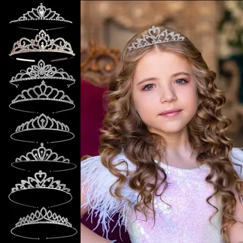 Детска корона коса гребен принцеса кристал малко момиче лента за коса корейски момиче шапки кристал аксесоари за коса рожден ден