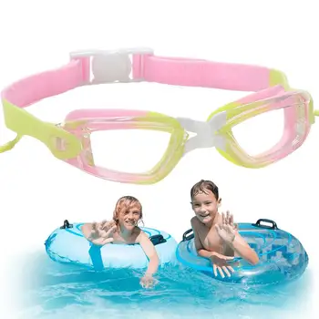 Детски очила за плуване Очила за басейн против мъгла с тапи за уши Непропускаща вода Еластична каишка с висока разделителна способност Оборудване за плуване