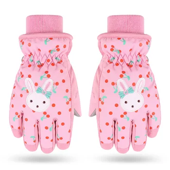 Детски ски ръкавици за момичета Зимен сняг Сноуборд Топли детски ръкавици Водоустойчиви сгъстени ръкавици за момичета Дръжте пръста по-топъл