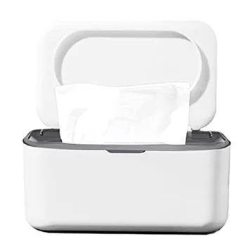  Дозатор за мокро избърсване, държач за кутия за съхранение на бебешки салфетки Контейнер прахоустойчива мокра тъканна кутия за дома, офиса (сива)
