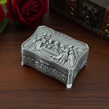 Европейски ретро метални занаяти Последна вечеря кутия за съхранение на бижута творческо съхранение кутия за подаръци за бижута на едро реликва кутия