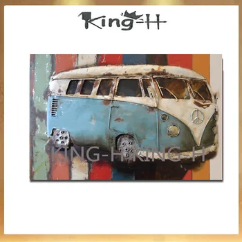  Живопис с маслени бои de pared grande para decoración de sala de estar pintado a mano moderno tren de coche pintura al óleo en lienzo gra