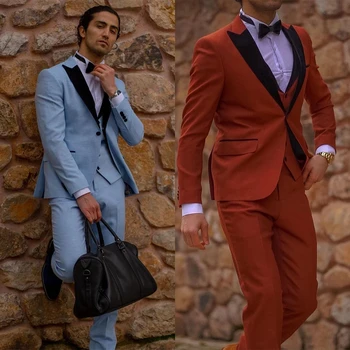 Италиански костюми комплект за мъже Блейзъри костюм елегантен еднореден мъжки яке сватбени рокли Социални факти Бизнес стил Costum