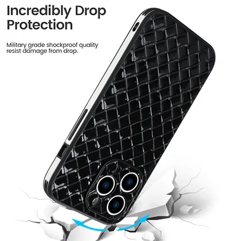 Класически верижен тъкан кожен калъф за iPhone броня удароустойчив мек калъф за мобилен телефон 14 13 12 11 Pro Max XR XS X, 7Plus 8