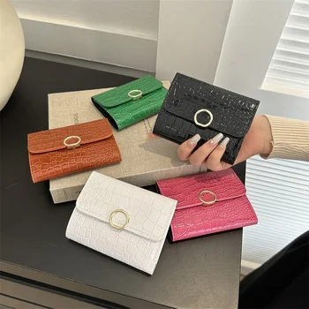 Крокодилски портфейли за жени монета чанта нова мода малки китката чанти високо качество Pu цип затваряне твърди бонбони цветове монета чанта