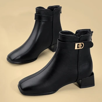 Къси ботуши на висок ток Дамски модни ципове Боти за глезена Обувки с висока платформа 2023 Дамски есенни зимни боти