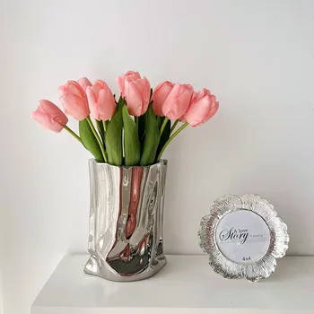 Луксозна галванопластика сребърни ваза орнаменти хол цвете подреждане ниша високо чувство декорация