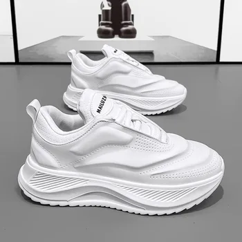 Малки бели обувки 2023 Есен/Зима Нови мъжки дебели еднолични ежедневни обувки Универсални, противоплъзгащи, удобни, висококачествени спортни обувки