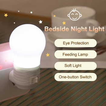 Мини LED нощна лампа САЩ Plug-in защита на очите Нощна светлина Енергоспестяващи стенни лампи за коридор спалня килер стълби осветление