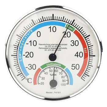 Мини кръгъл показалец -30-50 ° Температурен метър Термометър Хигрометър Термо аналогов Влажност Климатичен контрол на помещението Вътре