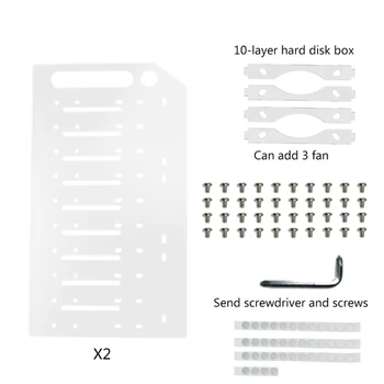 Многослойна твърда клетка твърда скоба за 3.5in HDD SSD DIY съхранение акрилни багажник рафт с охлаждане вентилатор пространство