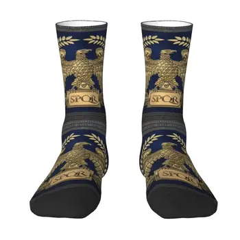 Мода Мъжка Римска империя Златен царски орел рокля чорапи Унисекс топло удобно 3D печат Рим SPQR екипаж чорапи