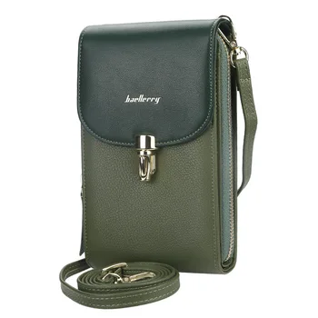 Мода мобилен телефон чанта портфейл за жени женски Litchi модел пратеник чанта цип малка чанта за рамо монета чанта чанта сак