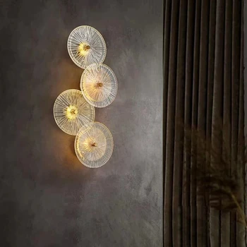 Модерна скандинавска кръгла стъкло LED светлини стена лампа комбинация за хол TV фон нощно легло коридор пътека CX006DS