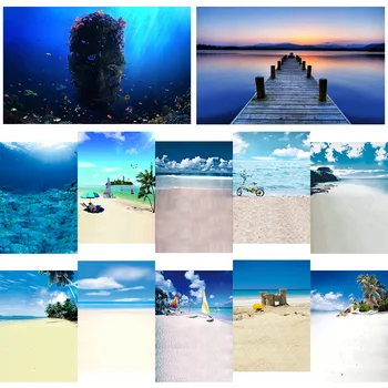 Нетъкан морски плаж Фотография Фон Лято Photocall 150 * 100cm Хоризонтални фотографски декори за студийно заснемане