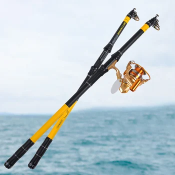 Нов риболовен прът телескопичен риболовен стълб Дълго хвърляне супер твърди стъклени влакна за външна солена вода сладка вода 2.1 / 2.4 / 2.7 / 3.0 / 3.6m
