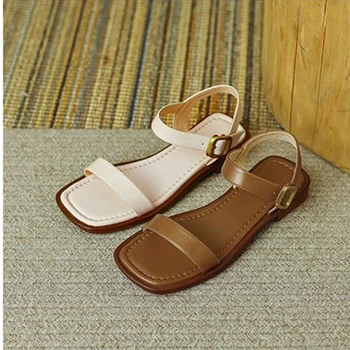 Нови летни сандали дамски обувки отворени пръсти буци токчета сандали за жени ръчно изработени универсални сандали с нисък ток обувки Zapatos Mujer