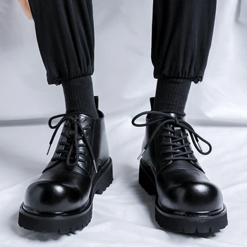 Оригинален дизайн 2024 Нов британски стил лачена кожа мъжки обувки черен Hombre Обувки за увеличаване на височината Дантела-нагоре Бизнес Casual