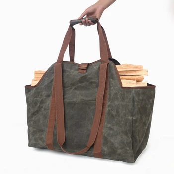 Открит къмпинг многофункционална чанта голям капацитет водоустойчив платно дърводобив чанта дървен материал съхранение чанта дърва за съхранение чанта