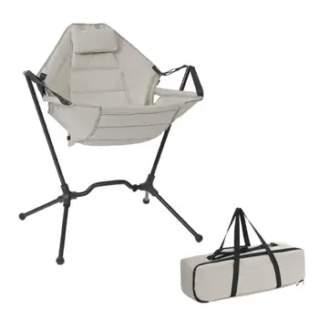 Открит преносим сгъваем люлеещ се стол шезлонг възрастен алуминиева сплав отдих къмпинг пикник стол