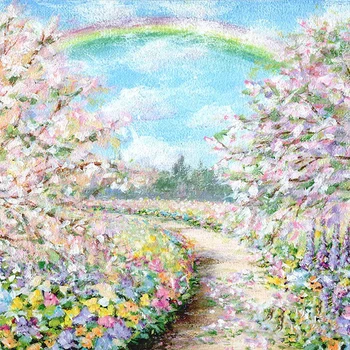 Пролетно цвете Градински път Великден Rainbow фонове компютър печат парти консумативи Фотография Студио Фонове