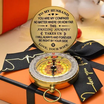 Светят в тъмното Военен компас Класически джобен стил Външен преносим компас Подарък за съпруг / Подарък за съпруга FOU99
