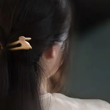 Фиби Сандалово дърво Пръчки за коса Пръчки за коса за момичета Жени Ханфу фиби Китайска вилица за коса Заек Пръчки за коса Дървени