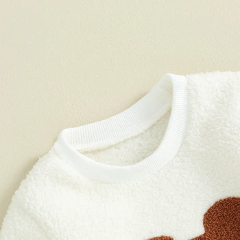 бебе зимно облекло новородено плюшени карикатура мечка зайче печат гащеризон дълъг ръкав Crewneck пухкави дрехи