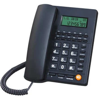 кабелен стационарен телефон Голям бутон Домакински бизнес стационарен телефон с LCD дисплей за офис рецепция