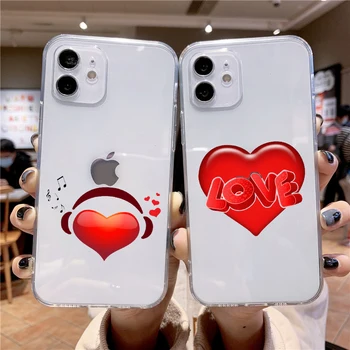 лукс Романтичен червен любовен балон мек силикон за Iphone 14 13 8 Plus SE 2020 11 11pro Max XR XS MAX прозрачен калъф за телефон
