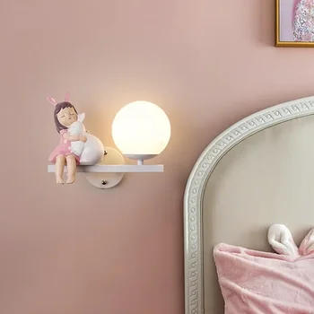 момичета стая декор стена лампа за деца момиче момче деца нощно легло стена светлина сладък розов творчески карикатура защита на очите стена свещ