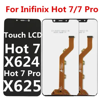 черен 6.2 инча за Infinix Hot 7 Pro X625 За Infinix Hot 7 X624 LCD дисплей сензорен екран дигитайзер събрание резервни части